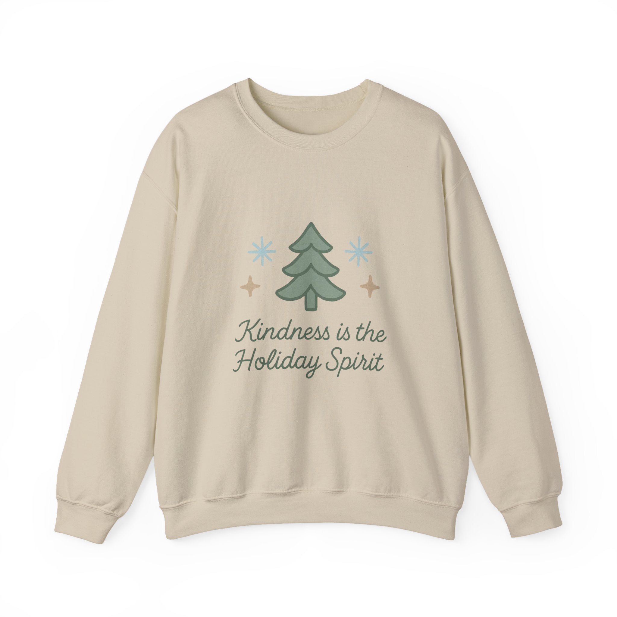 Holiday Kindness Sweatshirt — "Kindness is the Holiday Spirit" Christmas Tree Crewneck