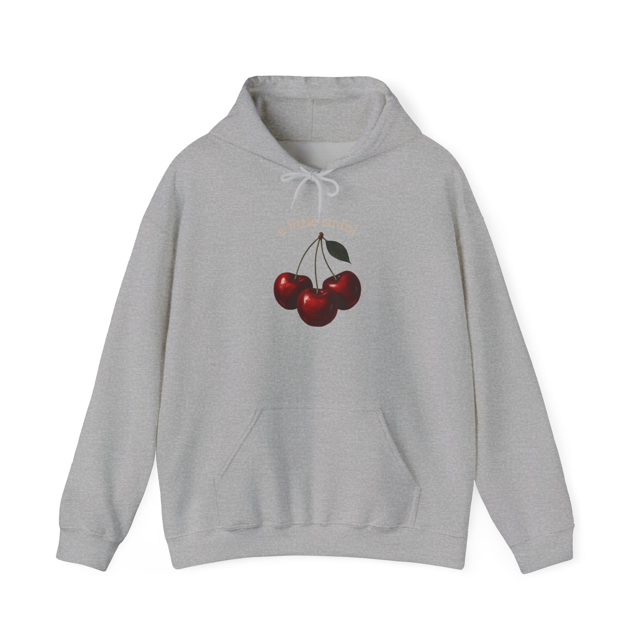 Cherry Illustration Hoodie — Minimal Vintage Fruit Graphic Sweatshirt