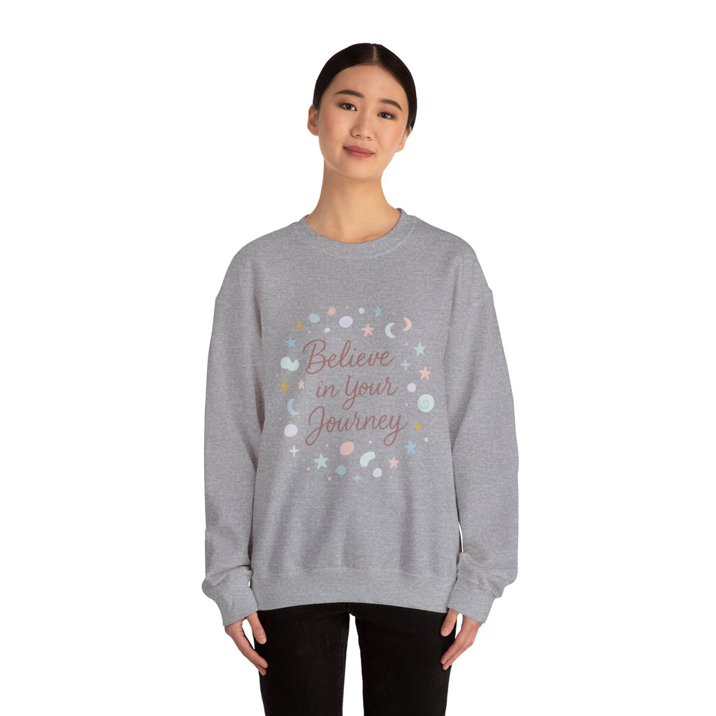 Believe in Your Journey Sweatshirt — Inspirational Pastel Crewneck for Women & Teens