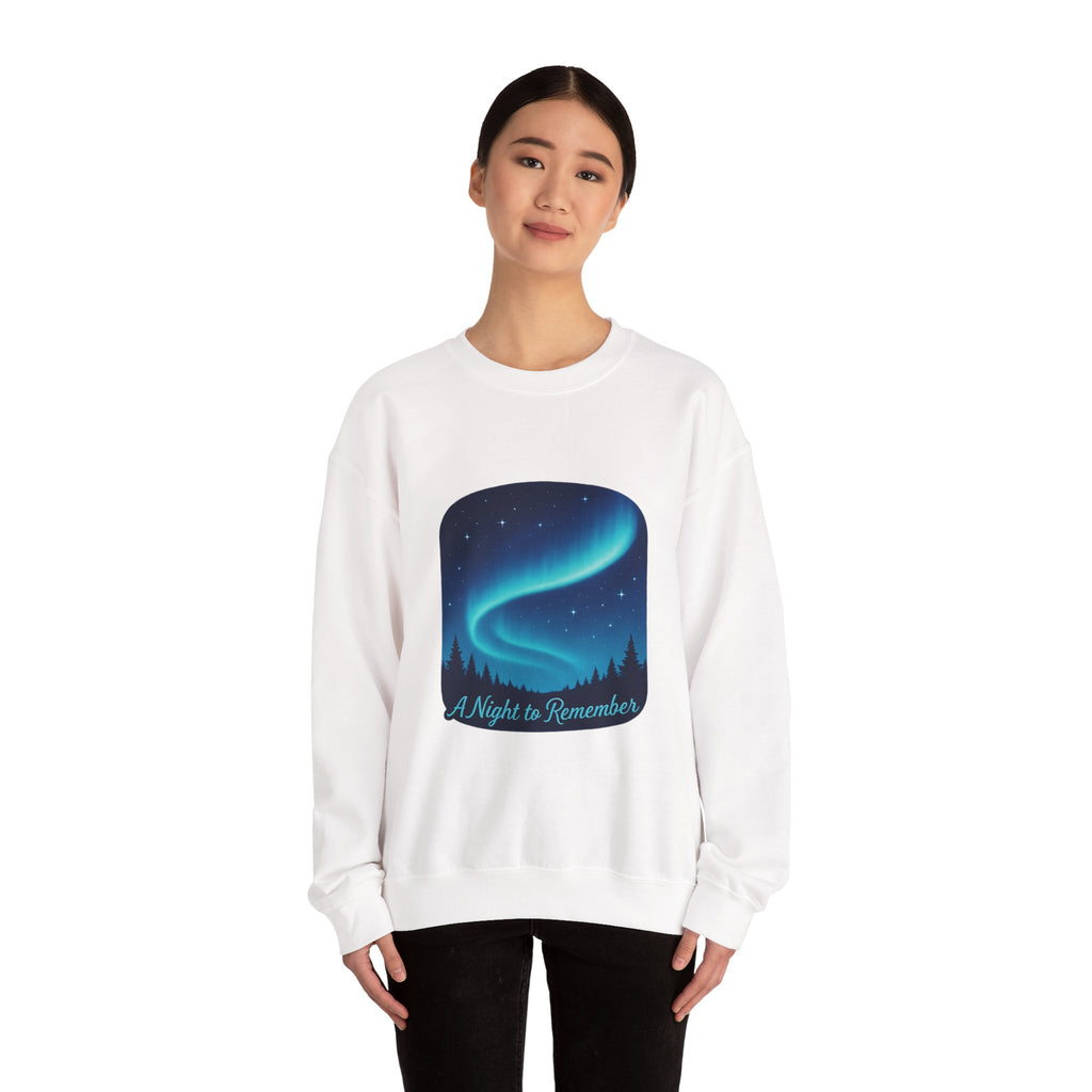 Aurora Night Crewneck Sweatshirt — "A Night to Remember" Graphic