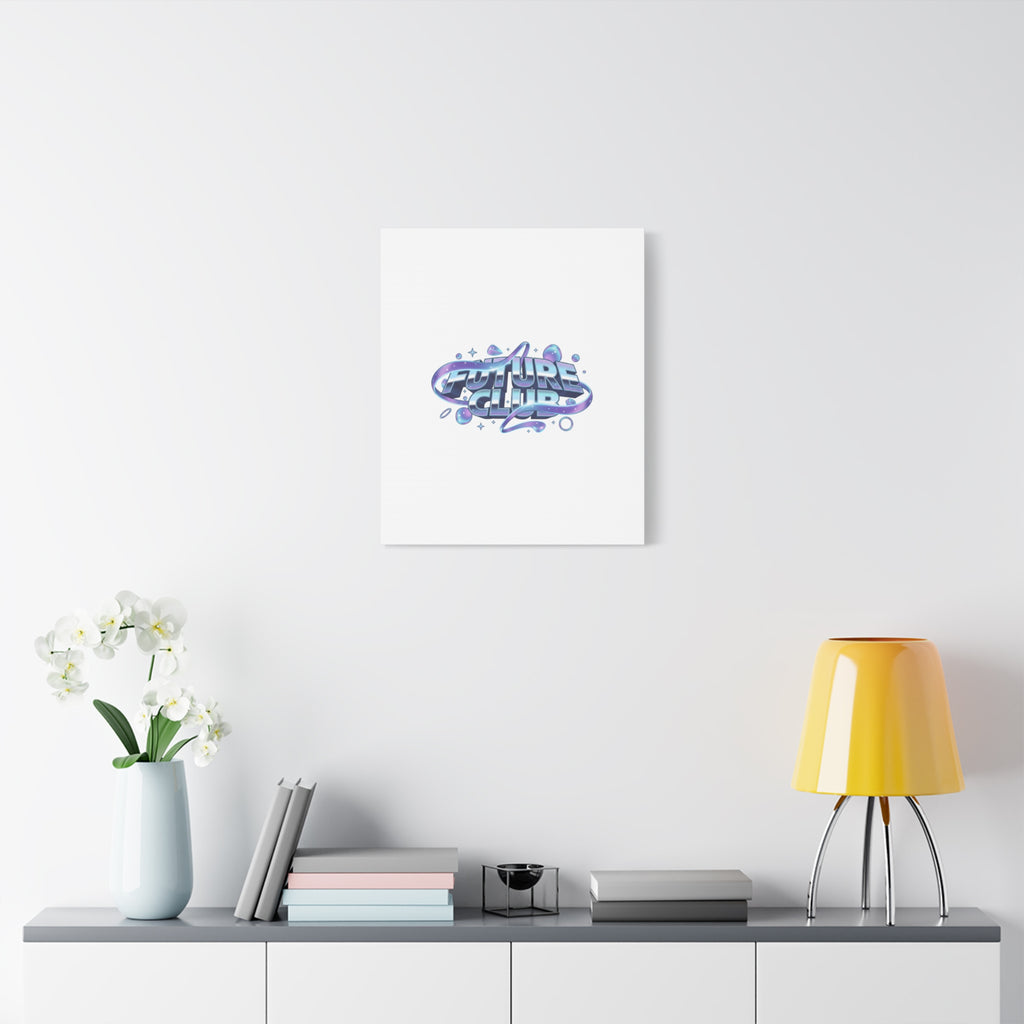 Futurist Chrome Logo Canvas | Iridescent Gradient, Liquid Metal Art
