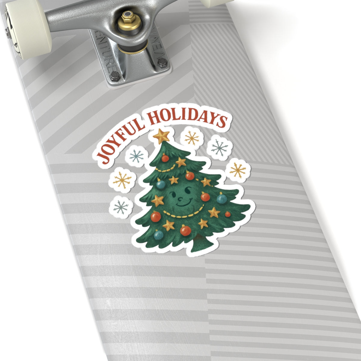 Joyful Holidays Christmas Tree Sticker — Cute Festive Kiss-Cut Decal