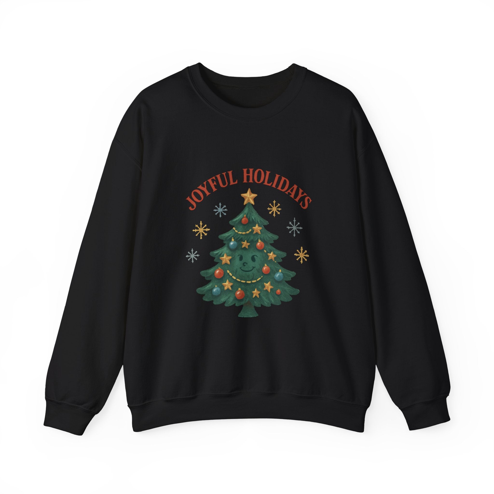 Holiday Crewneck Sweatshirt – Joyful Holidays Christmas Tree Design