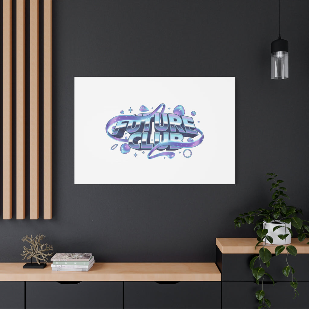 Futurist Chrome Logo Canvas | Iridescent Gradient, Liquid Metal Art