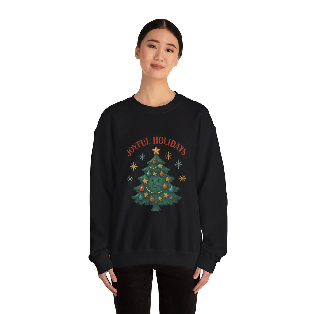 Holiday Crewneck Sweatshirt – Joyful Holidays Christmas Tree Design