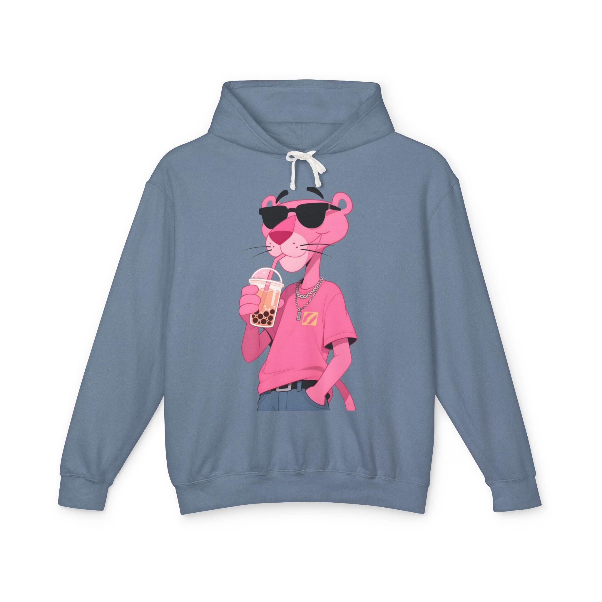 Pink Panther Bubble Tea Hoodie — Retro Cool Graphic Pullover