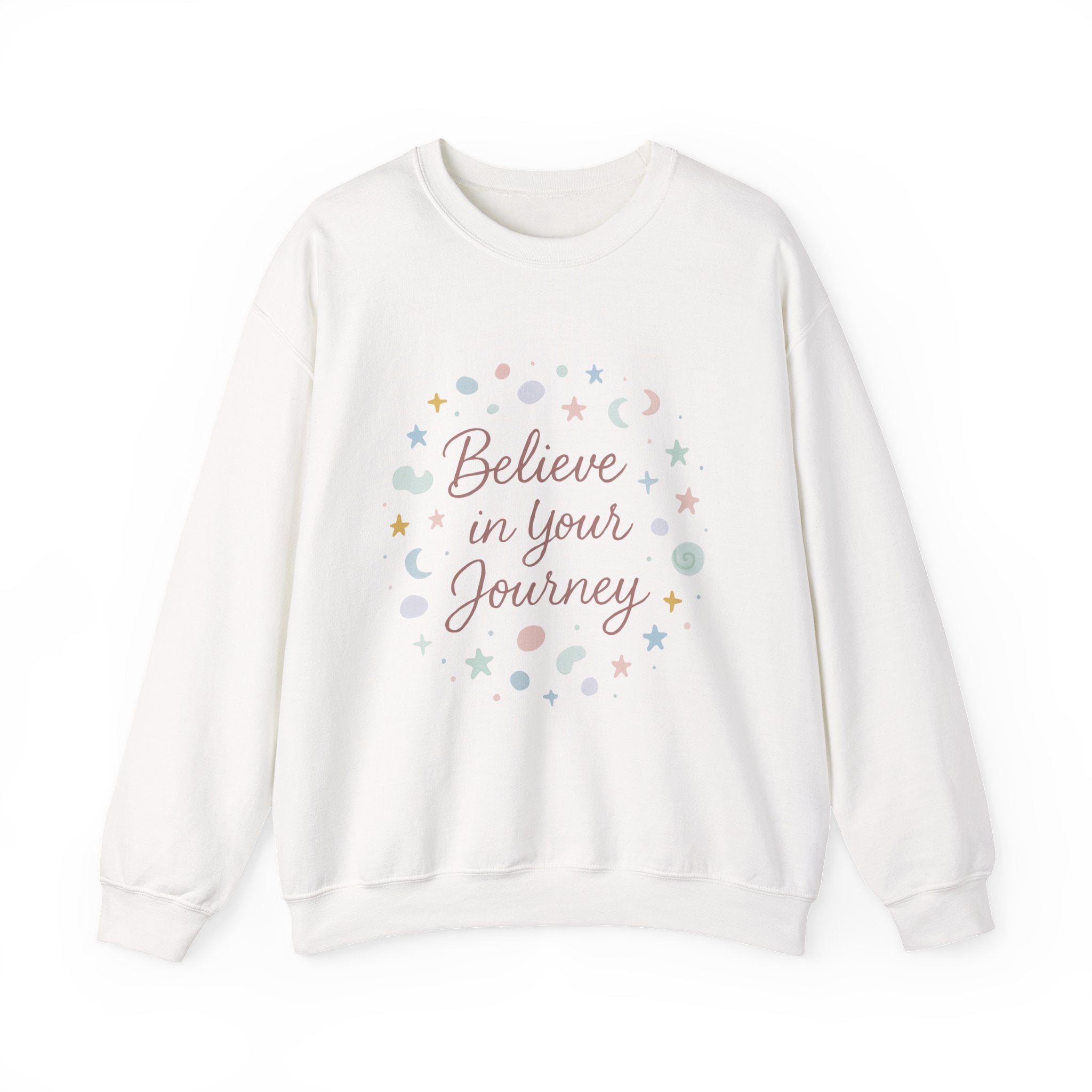 Believe in Your Journey Sweatshirt — Inspirational Pastel Crewneck for Women & Teens