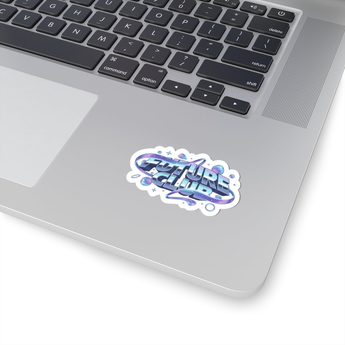 Iridescent Liquid Metal Sticker | Futuristic Gradient Chrome Wave
