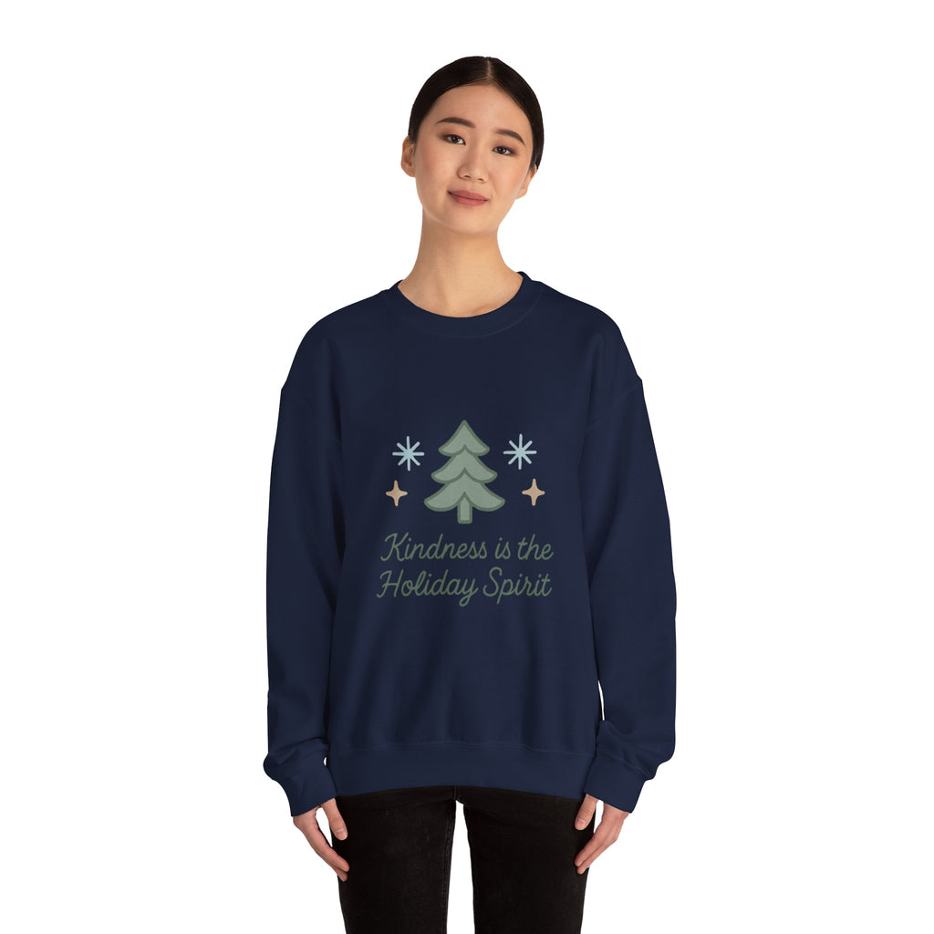 Holiday Kindness Sweatshirt — "Kindness is the Holiday Spirit" Christmas Tree Crewneck