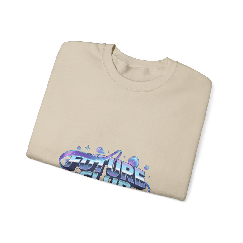 Futurist Chrome Gradient Crewneck Sweatshirt | Iridescent Liquid Metal Print