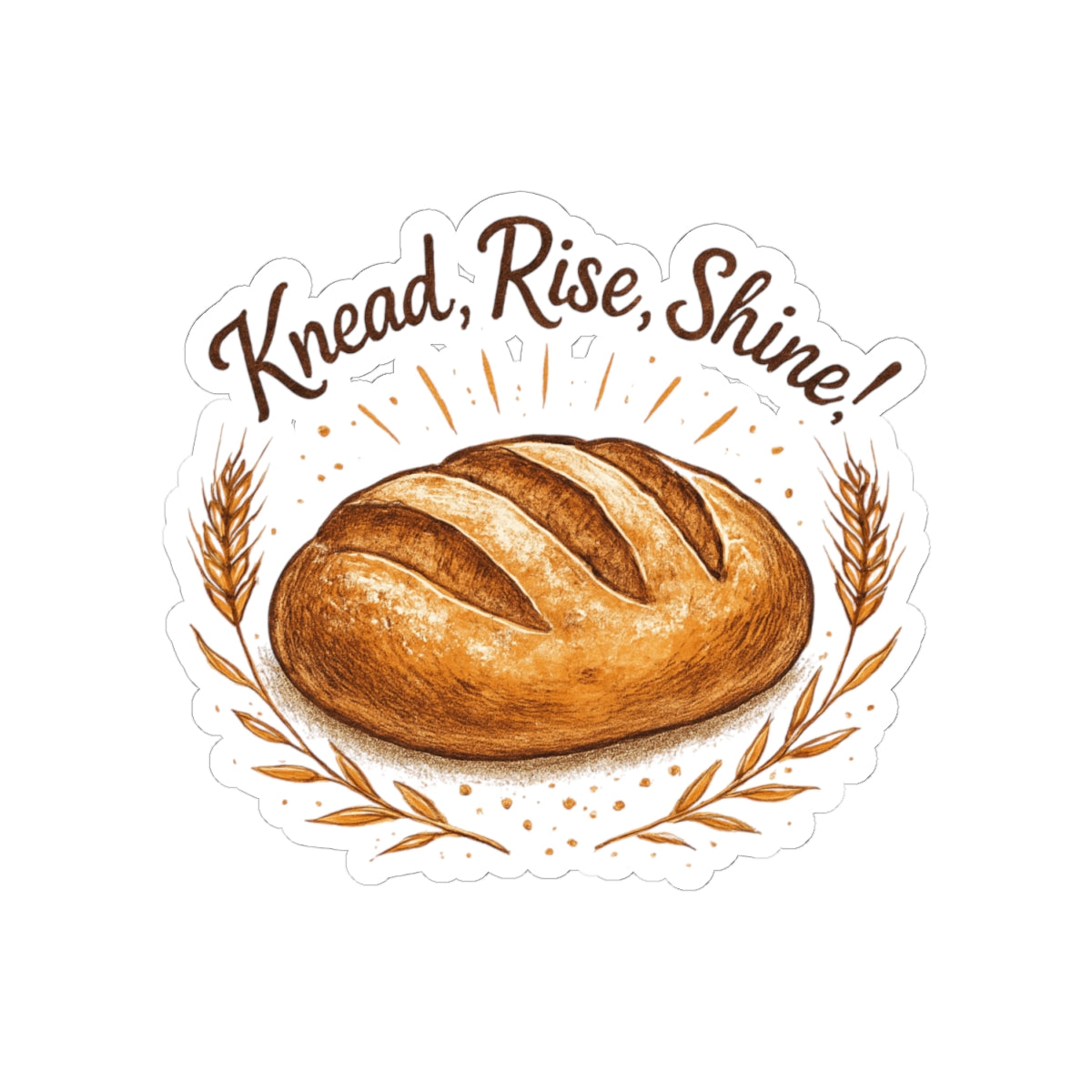 Knead, Rise, Shine! Bread Loaf Sticker — Baker Vinyl Kiss-Cut Sticker