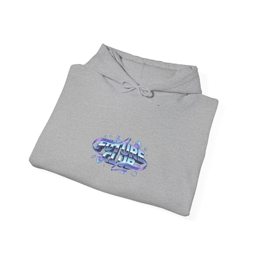 Iridescent Chrome Text Hoodie | futurist gradients, liquid metal print