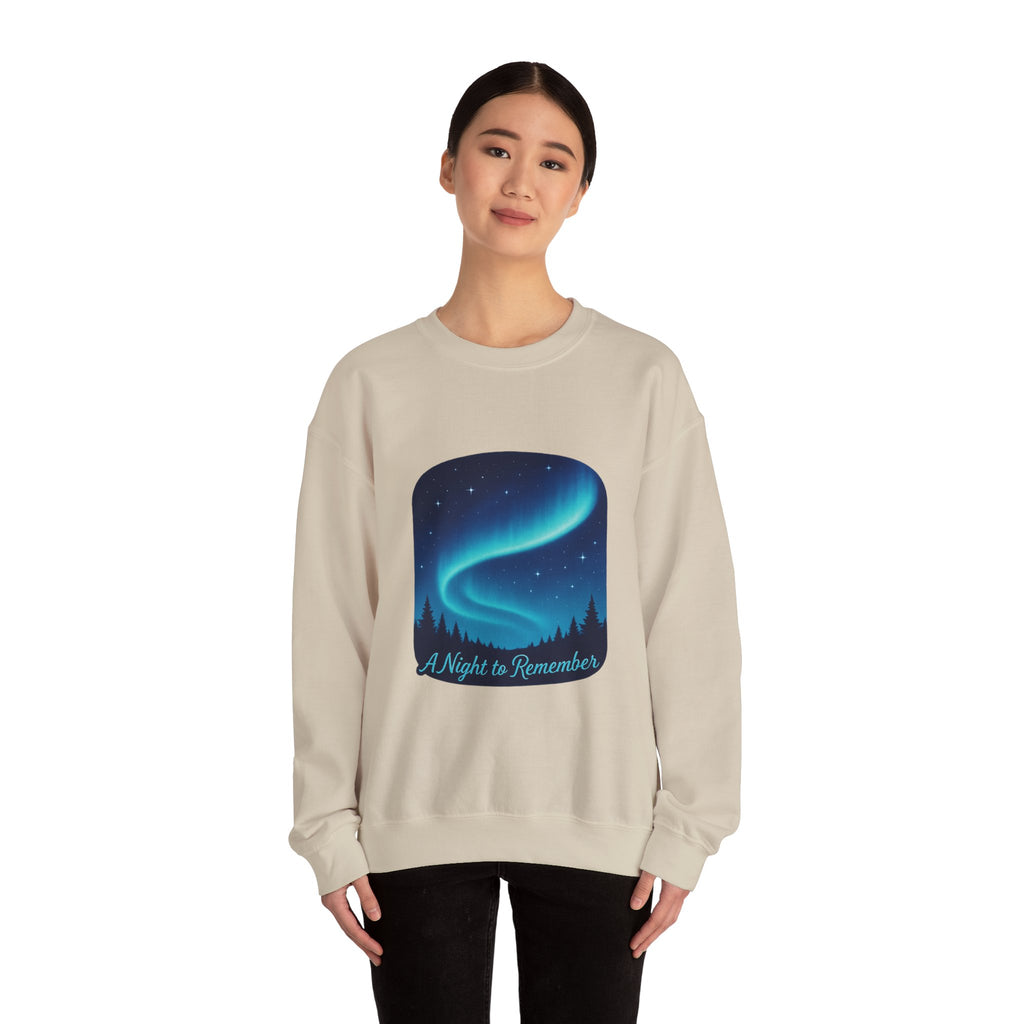 Aurora Night Crewneck Sweatshirt — "A Night to Remember" Graphic
