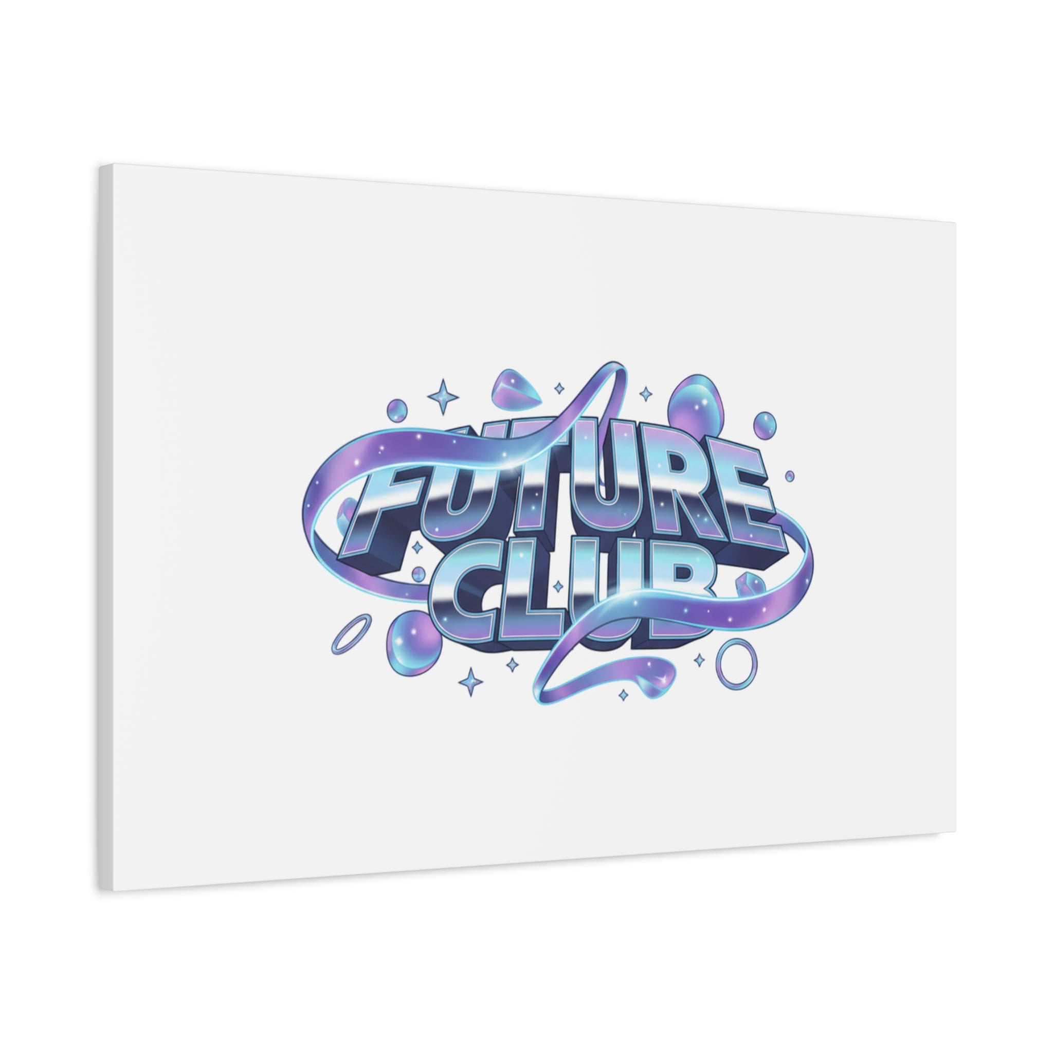 Futurist Chrome Logo Canvas | Iridescent Gradient, Liquid Metal Art