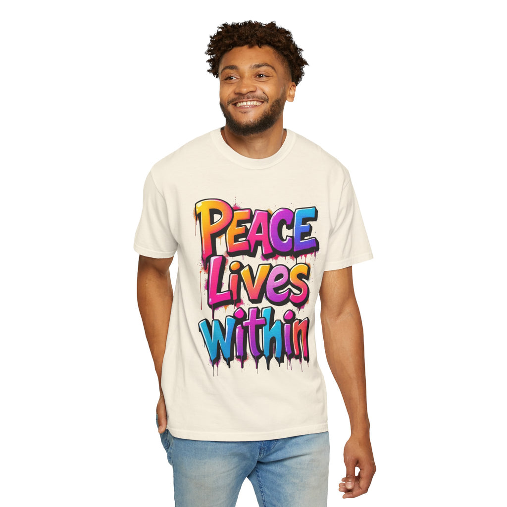 Peace Lives Within T-Shirt — Colorful Graffiti Spiritual Tee