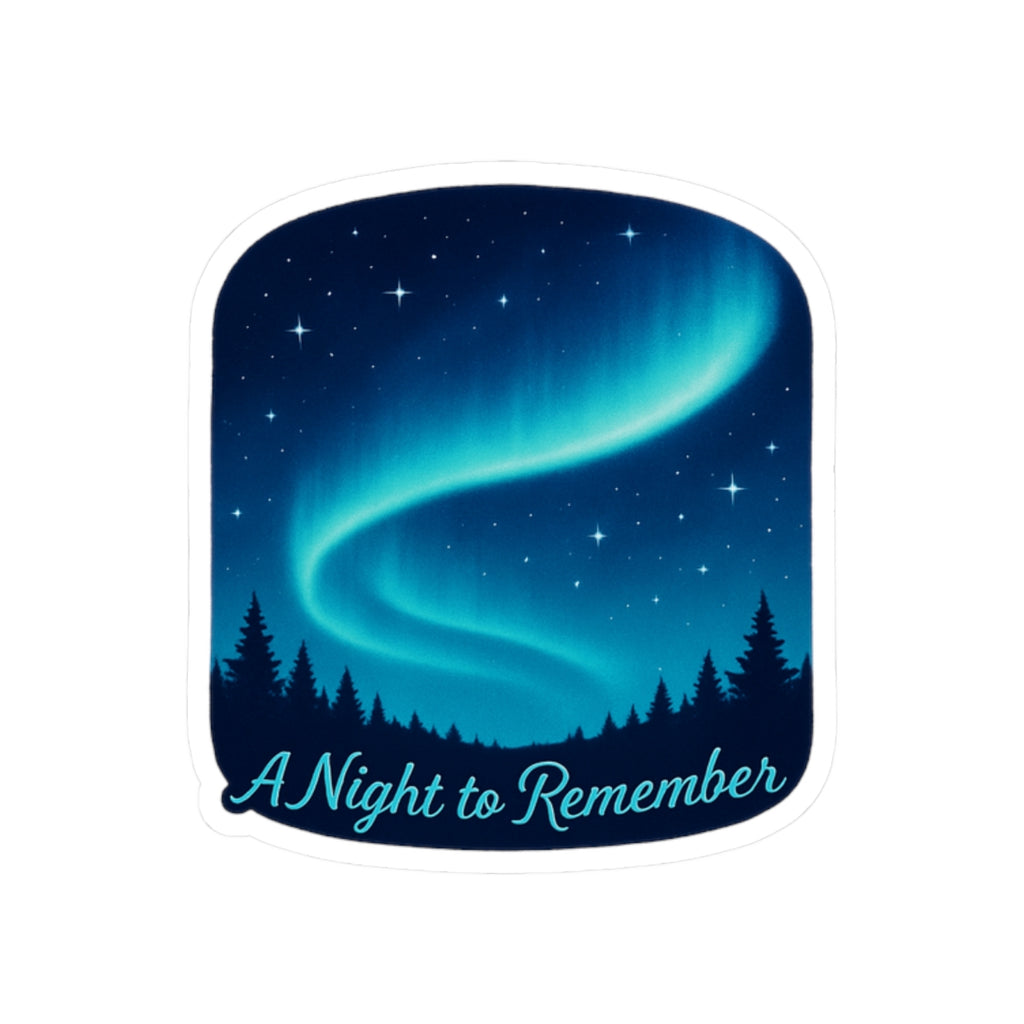 A Night to Remember Aurora Sticker — Northern Lights Kiss-Cut Sticker for Laptops & Travel Gear