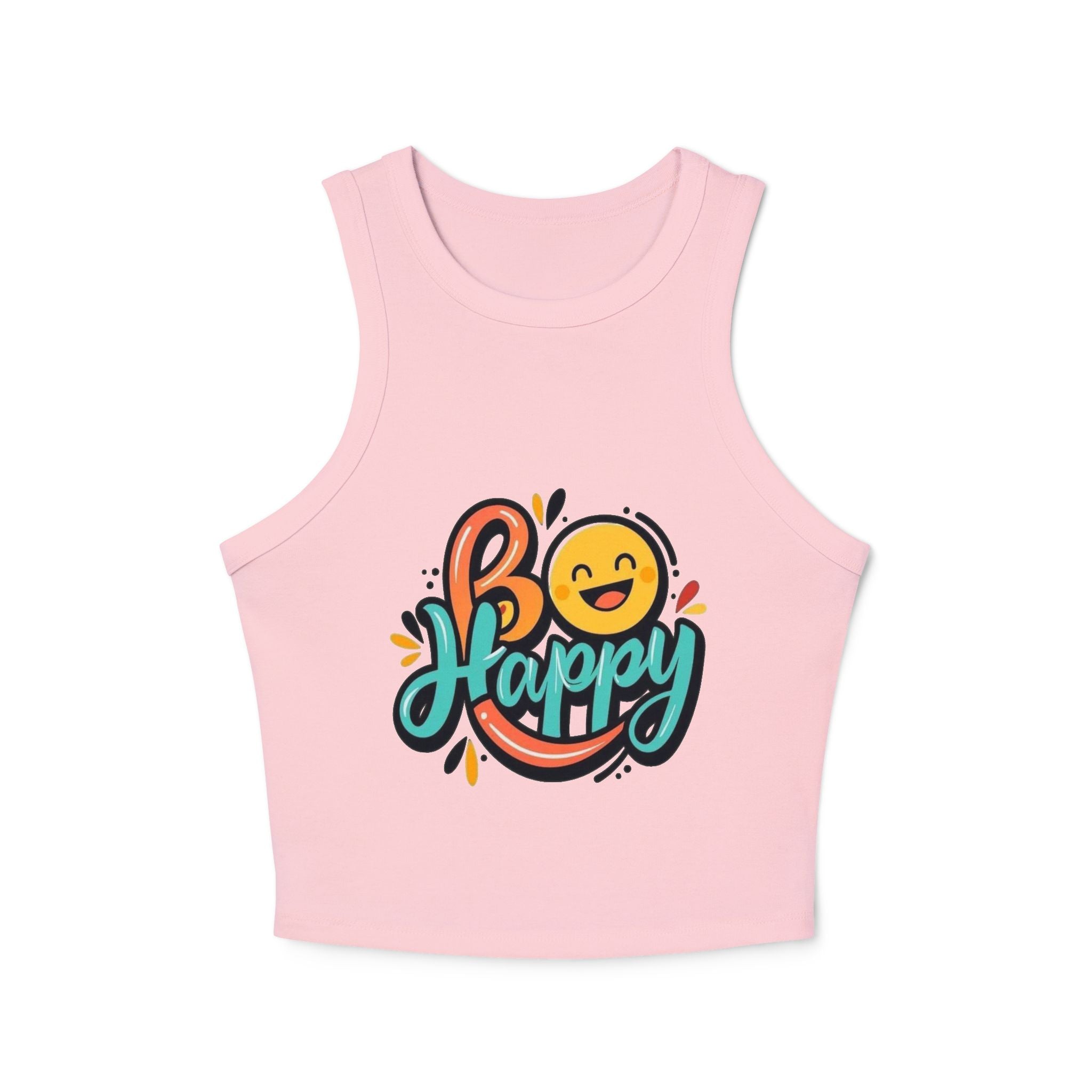Be Happy Women's Micro Rib Racer Tank Top