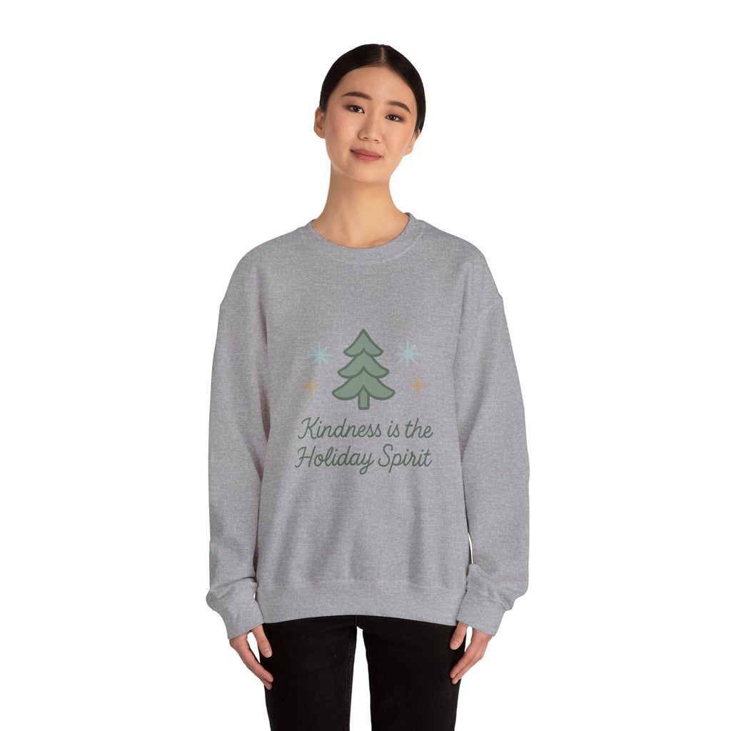 Holiday Kindness Sweatshirt — "Kindness is the Holiday Spirit" Christmas Tree Crewneck