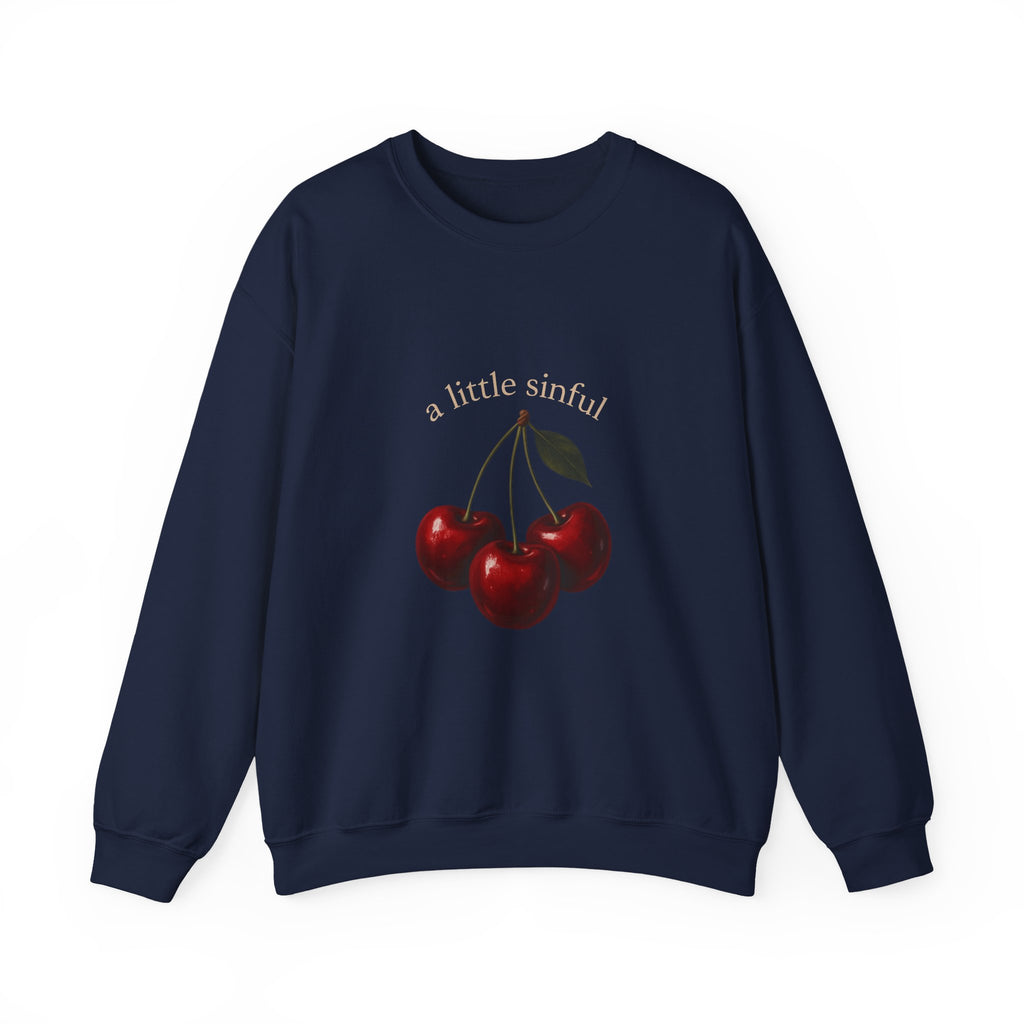 Crewneck Sweatshirt — "a little sinner" Cherry Graphic