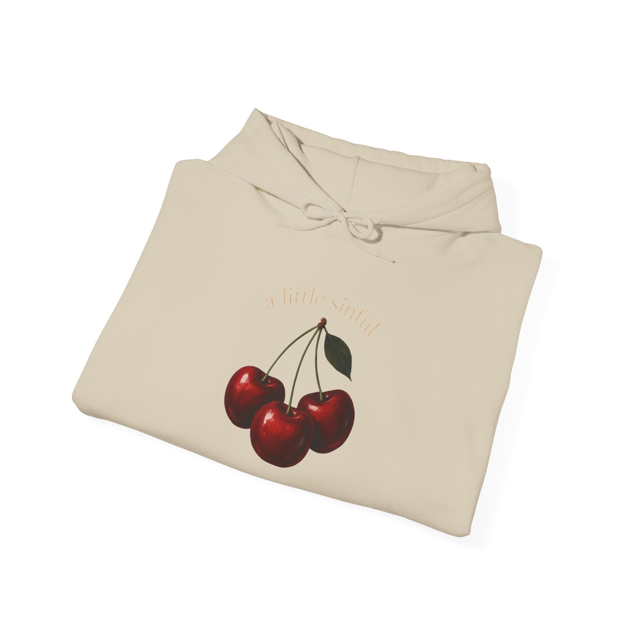 Cherry Illustration Hoodie — Minimal Vintage Fruit Graphic Sweatshirt