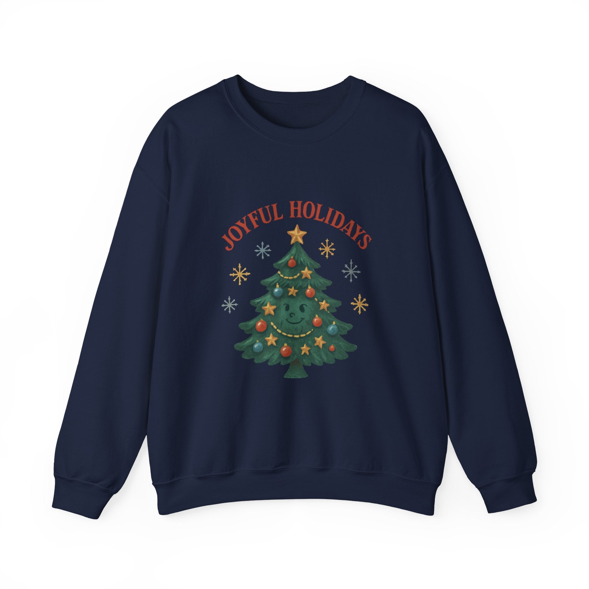 Holiday Crewneck Sweatshirt – Joyful Holidays Christmas Tree Design