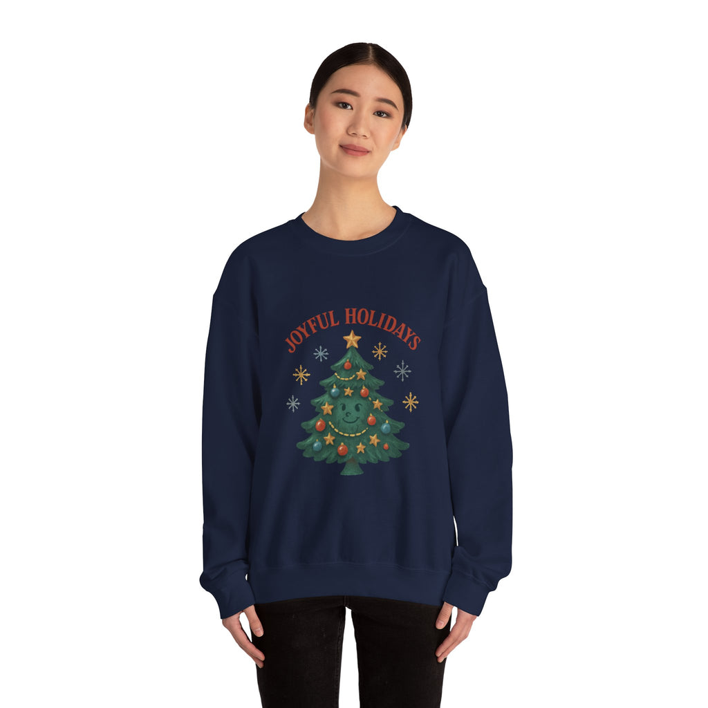 Holiday Crewneck Sweatshirt – Joyful Holidays Christmas Tree Design