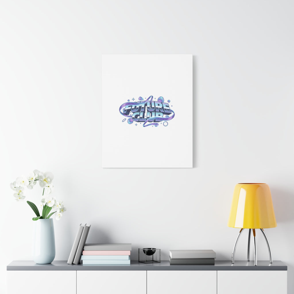 Futurist Chrome Logo Canvas | Iridescent Gradient, Liquid Metal Art