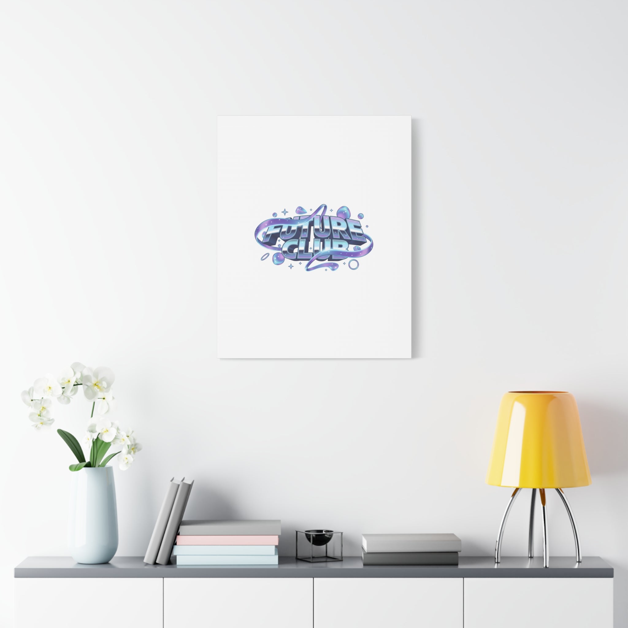 Futurist Chrome Logo Canvas | Iridescent Gradient, Liquid Metal Art