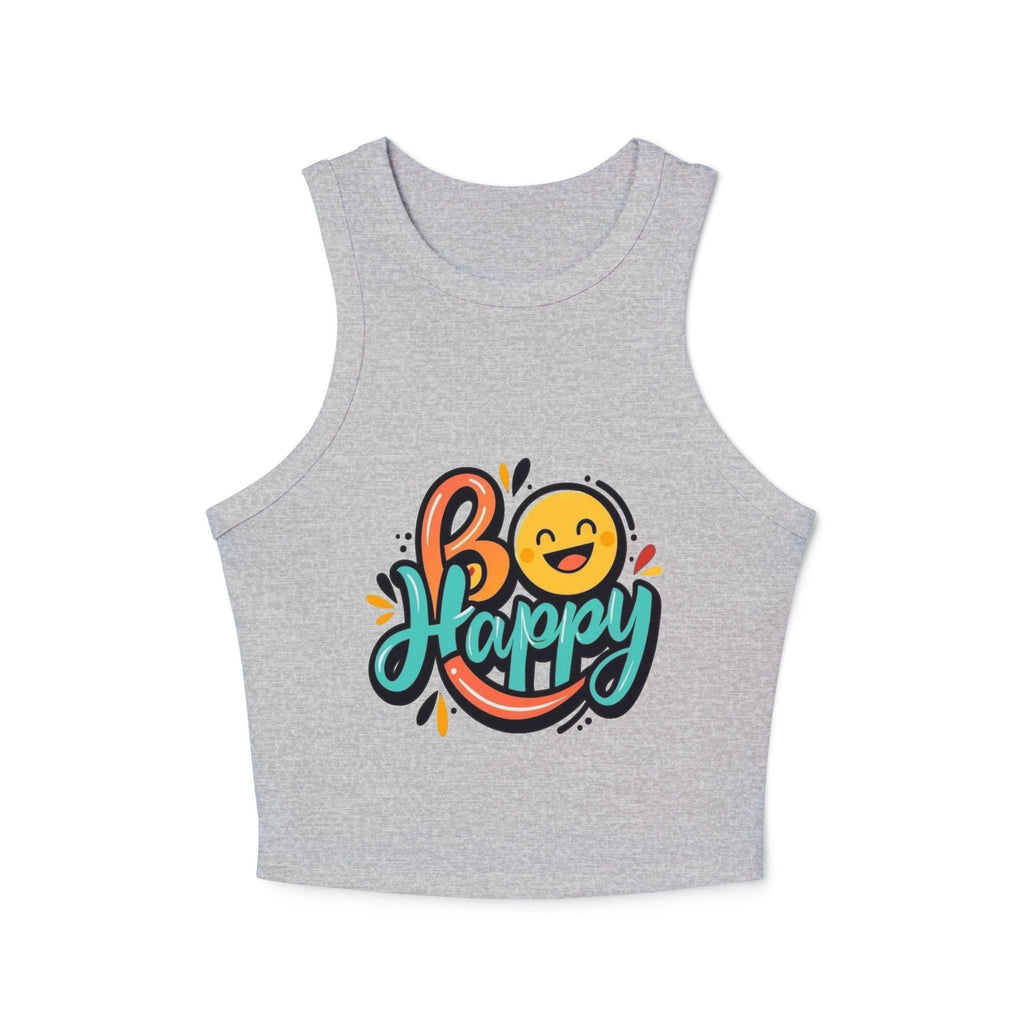 Be Happy Women's Micro Rib Racer Tank Top