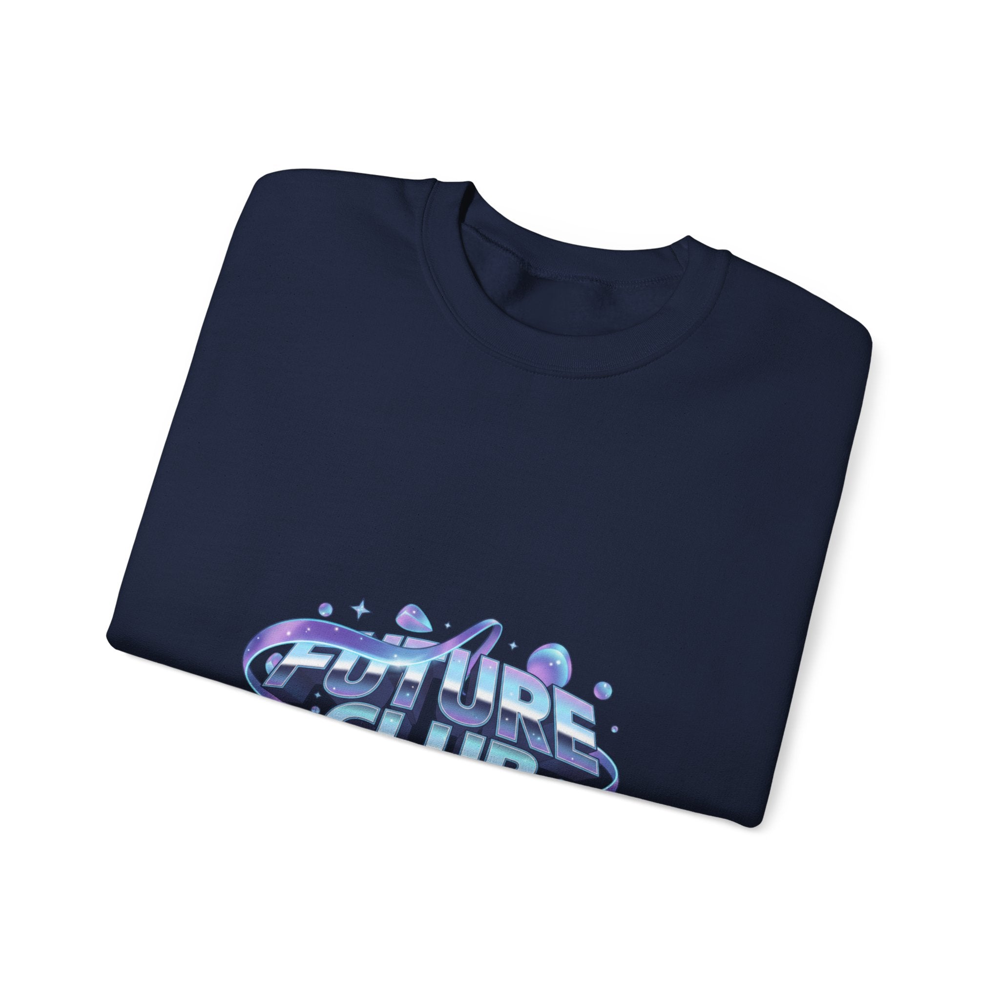 Futurist Chrome Gradient Crewneck Sweatshirt | Iridescent Liquid Metal Print