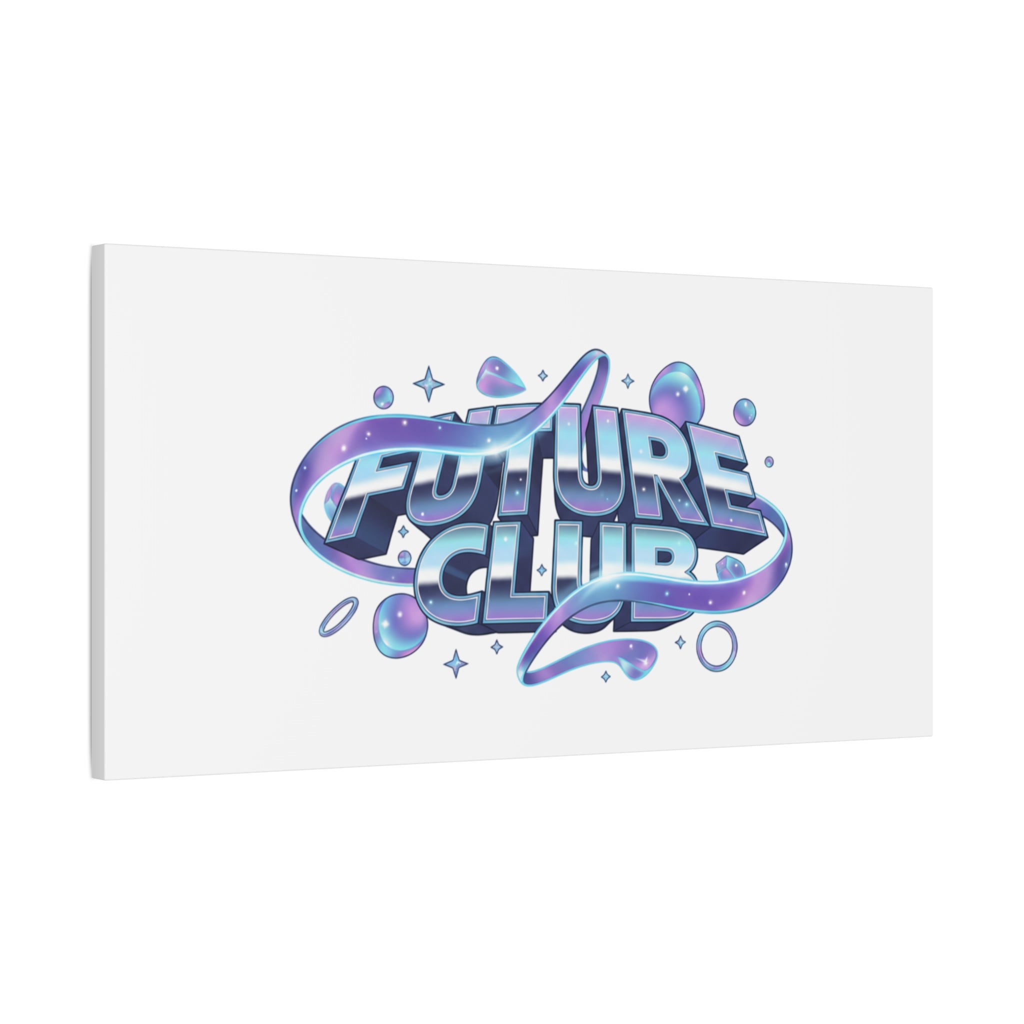 Futurist Chrome Logo Canvas | Iridescent Gradient, Liquid Metal Art