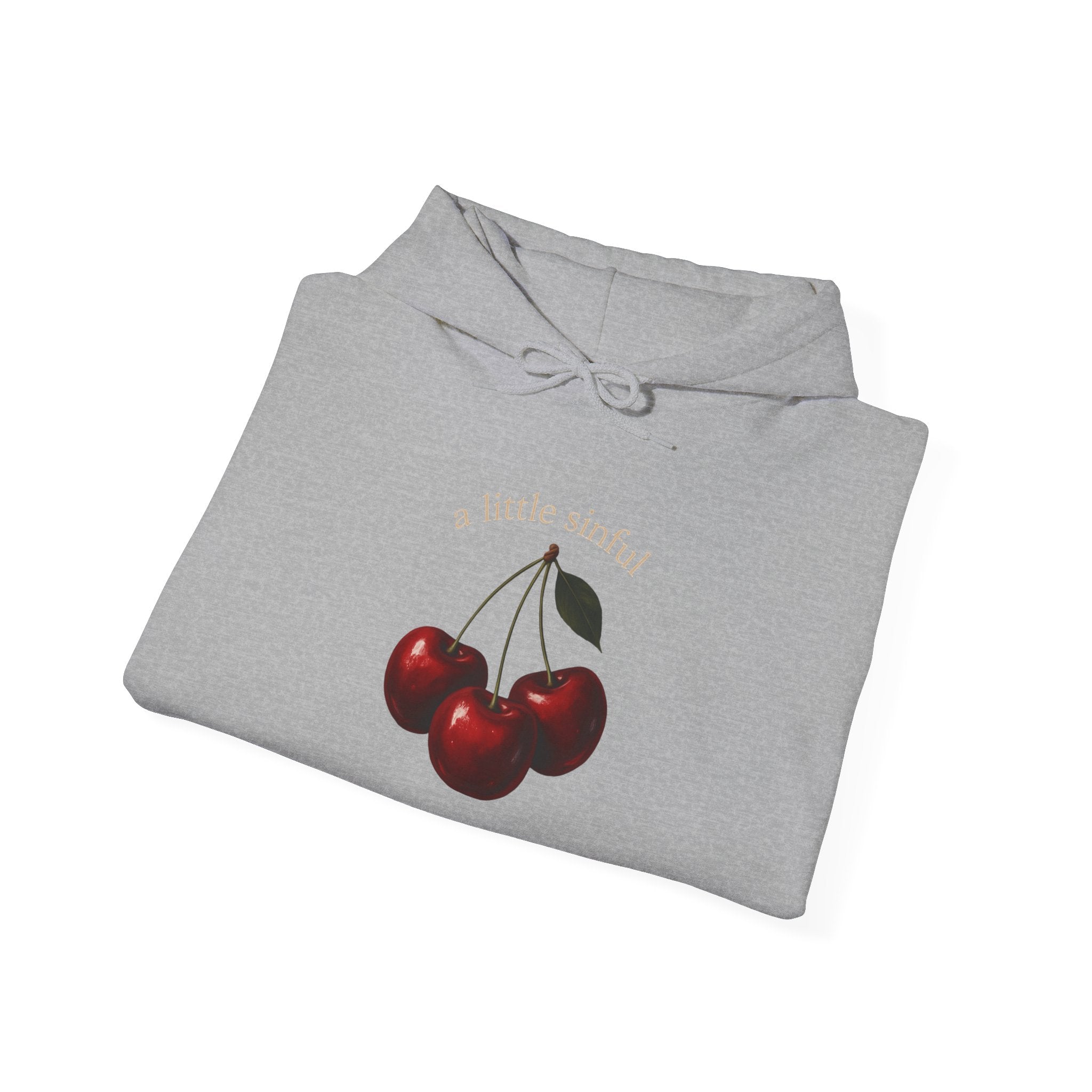 Cherry Illustration Hoodie — Minimal Vintage Fruit Graphic Sweatshirt