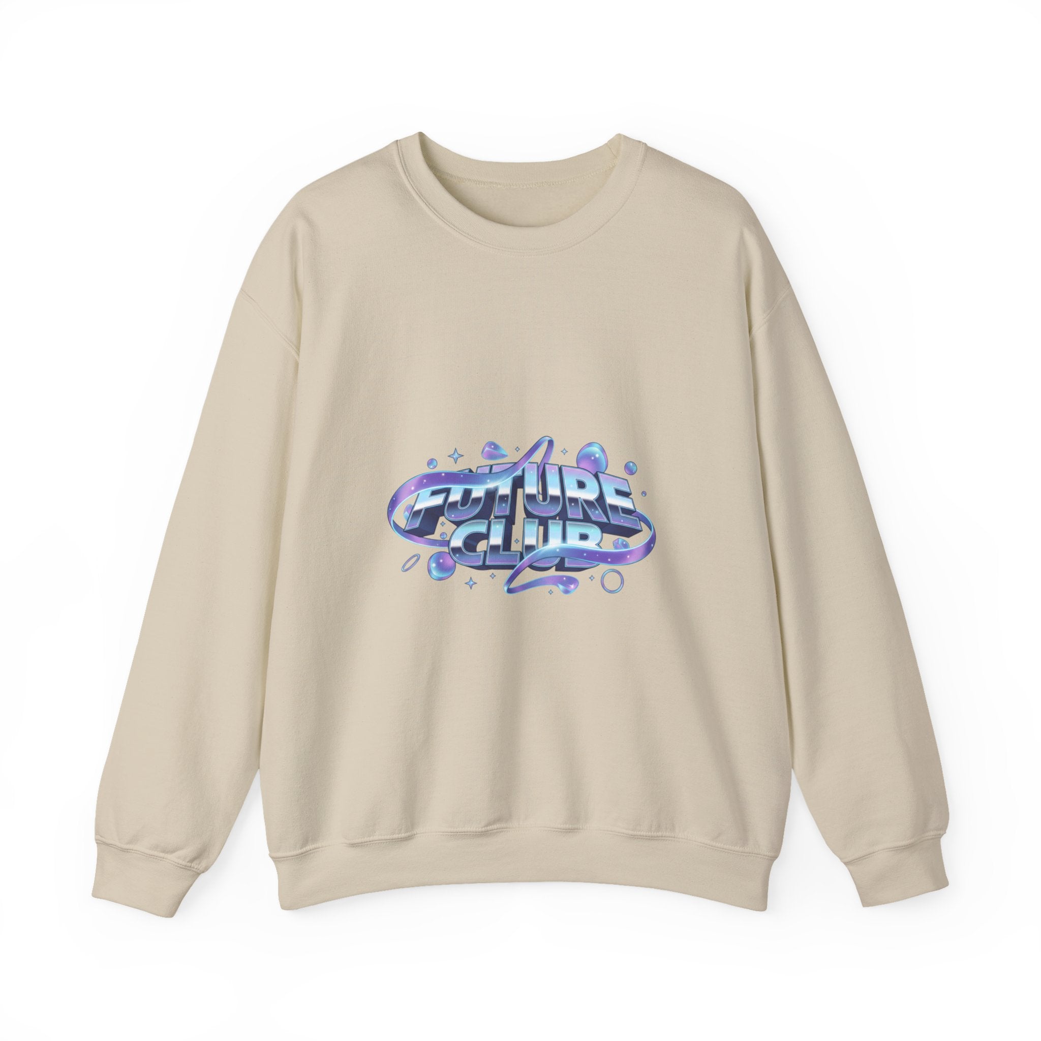 Futurist Chrome Gradient Crewneck Sweatshirt | Iridescent Liquid Metal Print