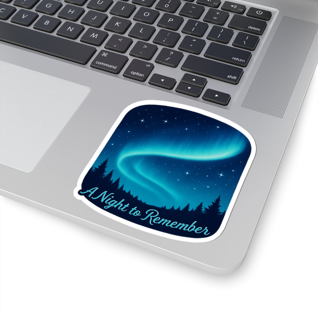 A Night to Remember Aurora Sticker — Northern Lights Kiss-Cut Sticker for Laptops & Travel Gear