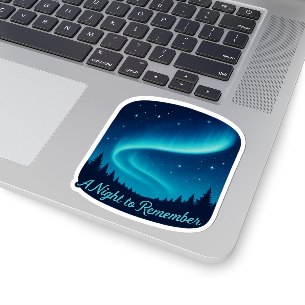 A Night to Remember Aurora Sticker — Northern Lights Kiss-Cut Sticker for Laptops & Travel Gear