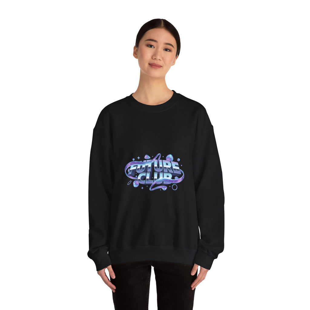 Futurist Chrome Gradient Crewneck Sweatshirt | Iridescent Liquid Metal Print
