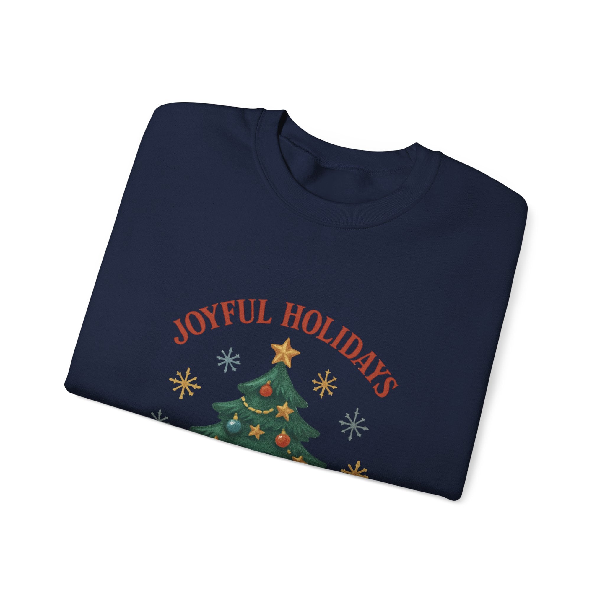 Holiday Crewneck Sweatshirt – Joyful Holidays Christmas Tree Design