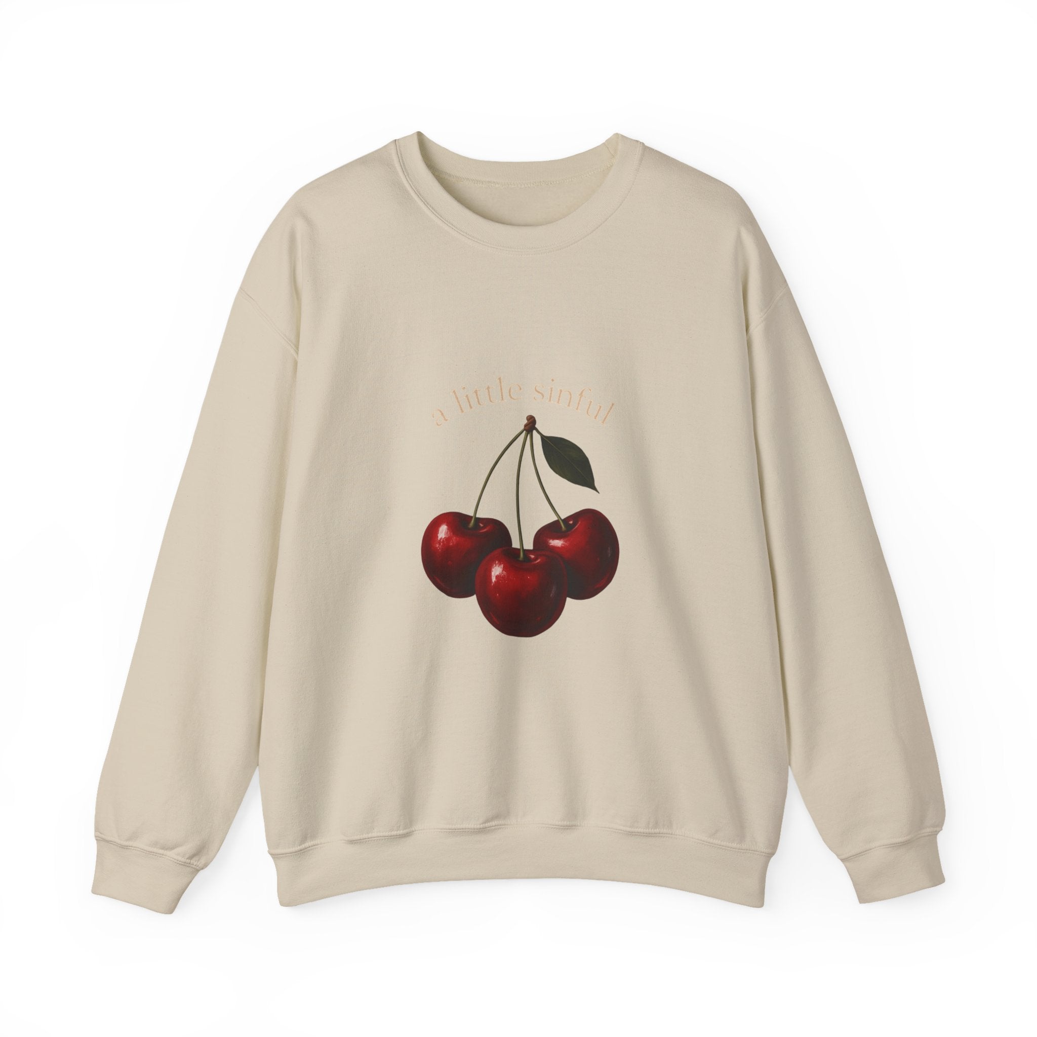 Crewneck Sweatshirt — "a little sinner" Cherry Graphic