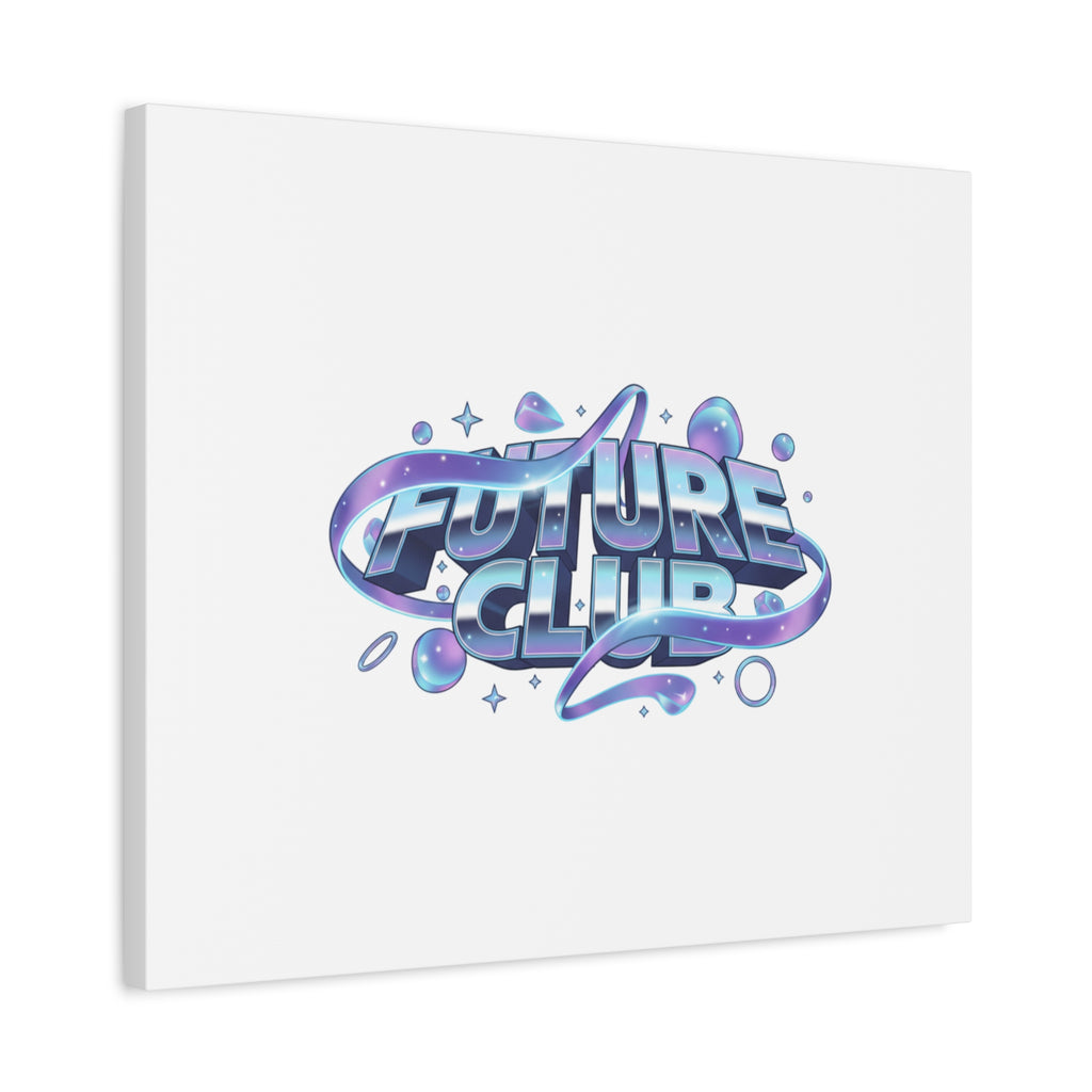 Futurist Chrome Logo Canvas | Iridescent Gradient, Liquid Metal Art