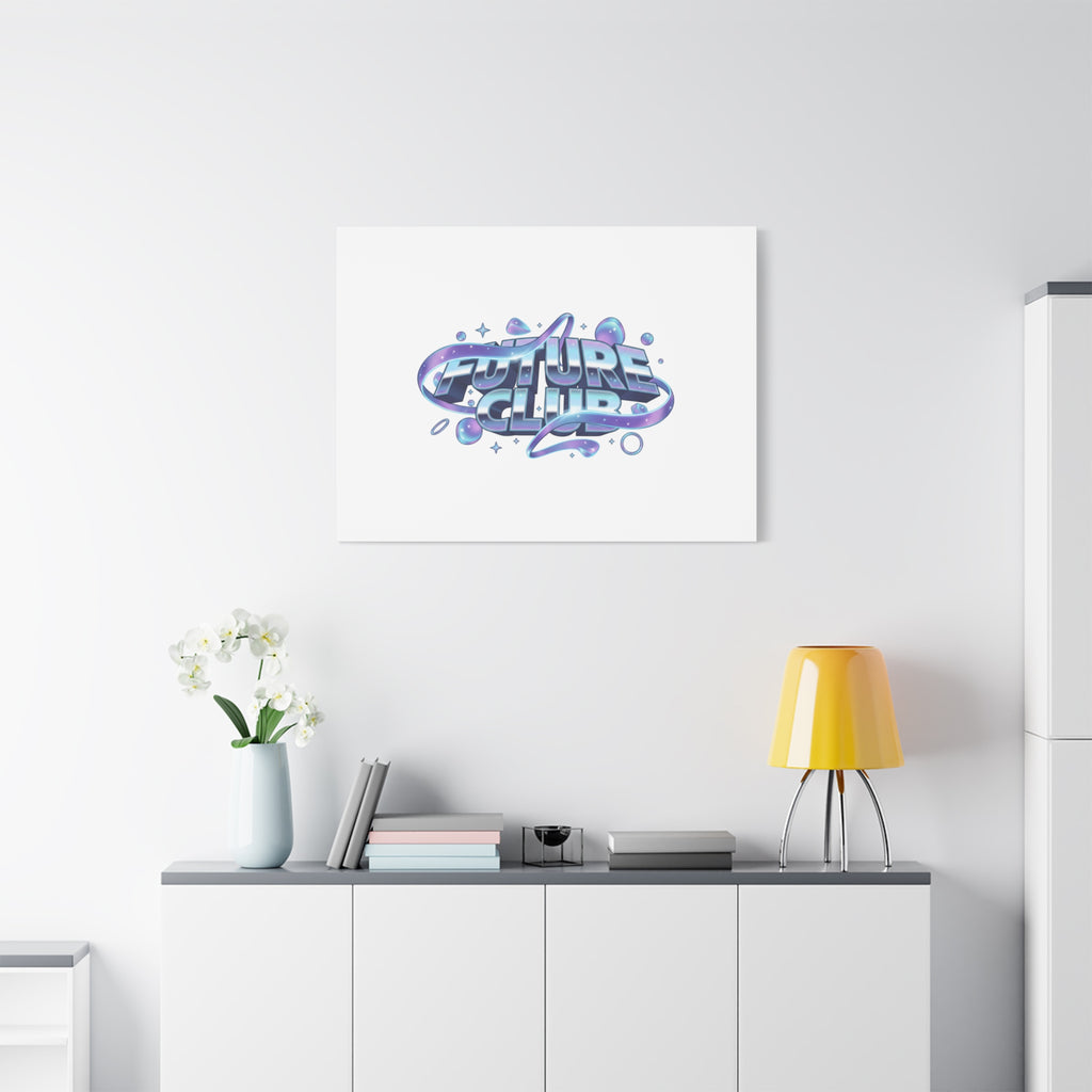 Futurist Chrome Logo Canvas | Iridescent Gradient, Liquid Metal Art