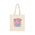 Tote Bag — "Too Cute to Care" Pastel Heart Canvas Tote