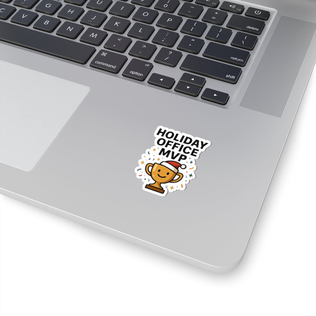 Holiday Office MVP Sticker — Festive Trophy Kiss-Cut Sticker for Coworkers & Office Parties