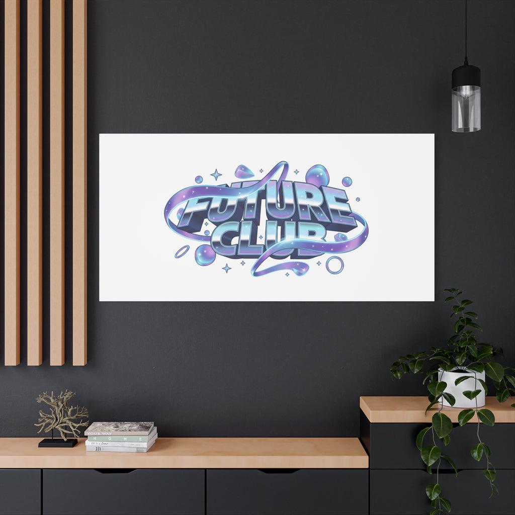 Futurist Chrome Logo Canvas | Iridescent Gradient, Liquid Metal Art