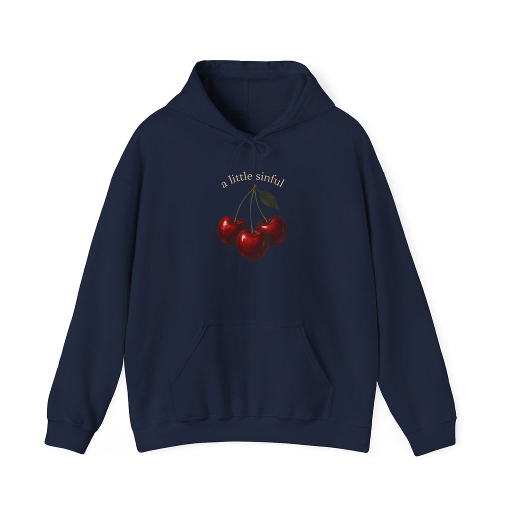 Cherry Illustration Hoodie — Minimal Vintage Fruit Graphic Sweatshirt