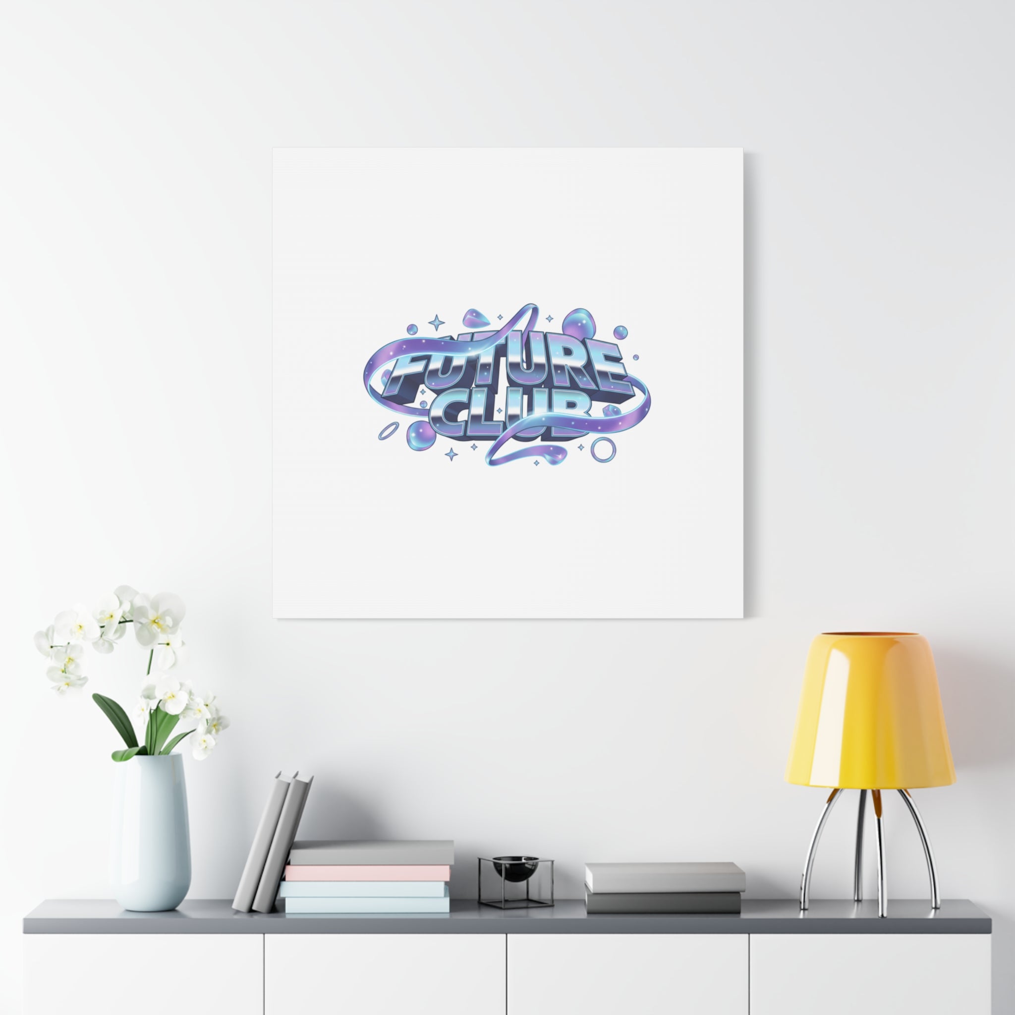 Futurist Chrome Logo Canvas | Iridescent Gradient, Liquid Metal Art