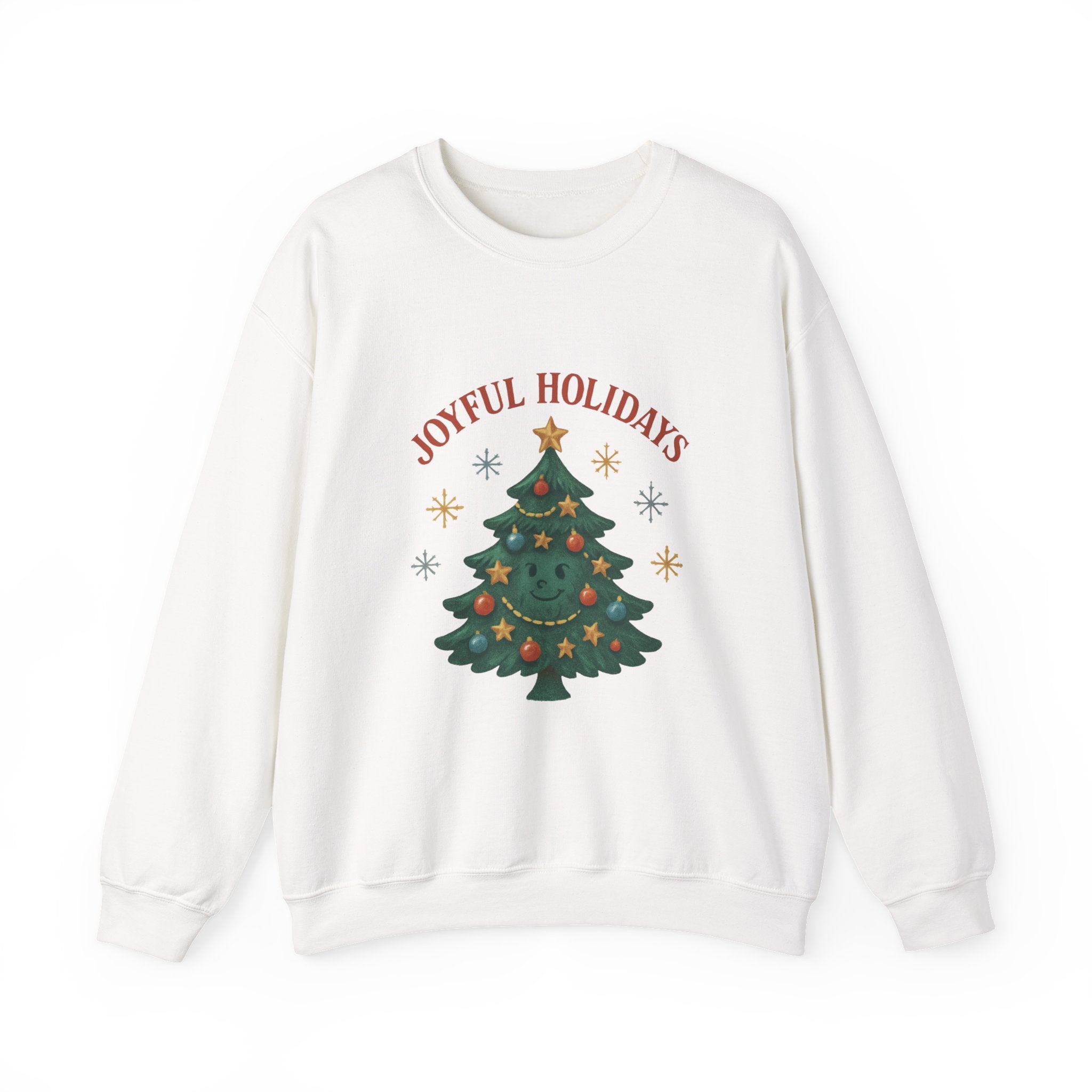 Holiday Crewneck Sweatshirt – Joyful Holidays Christmas Tree Design