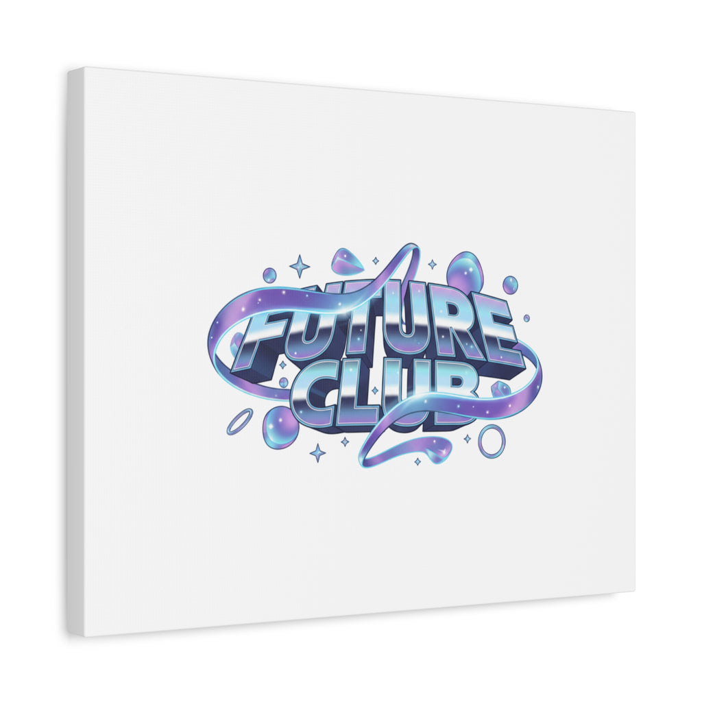Futurist Chrome Logo Canvas | Iridescent Gradient, Liquid Metal Art