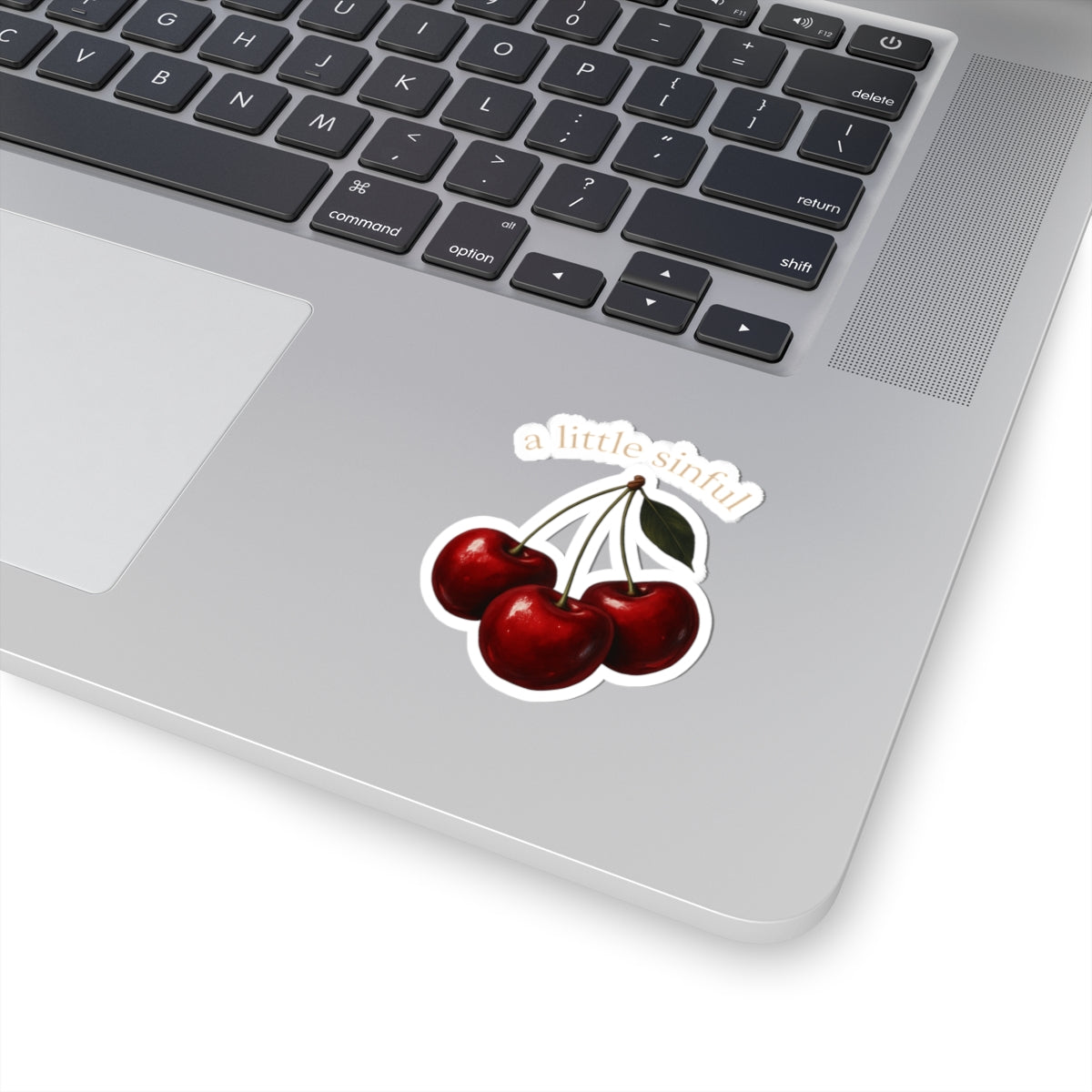Cherry Sticker "a little sinful" — Vintage Fruit Kiss-Cut Decal for Laptops, Water Bottles & Journals