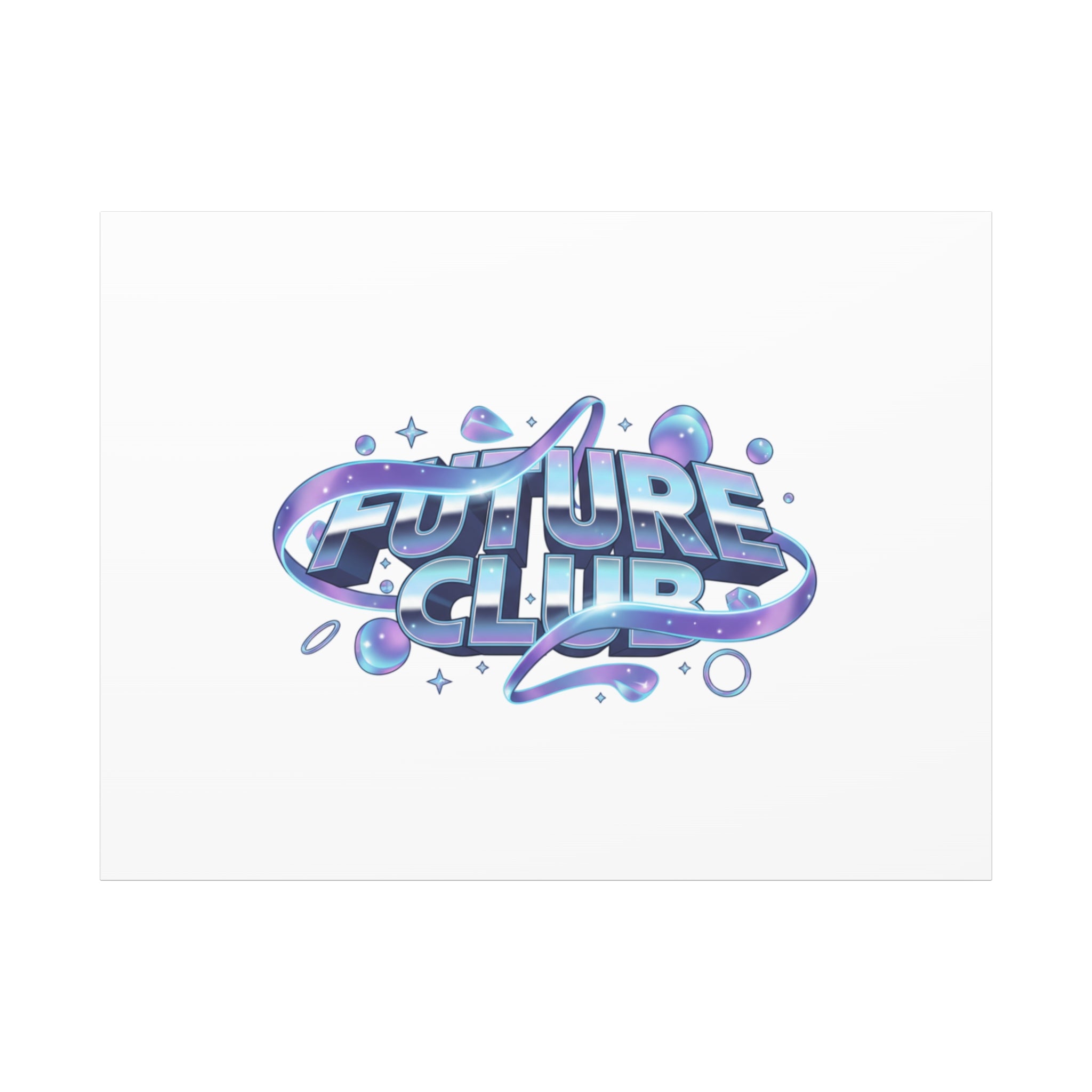 Futurist Chrome Logo Canvas | Iridescent Gradient, Liquid Metal Art