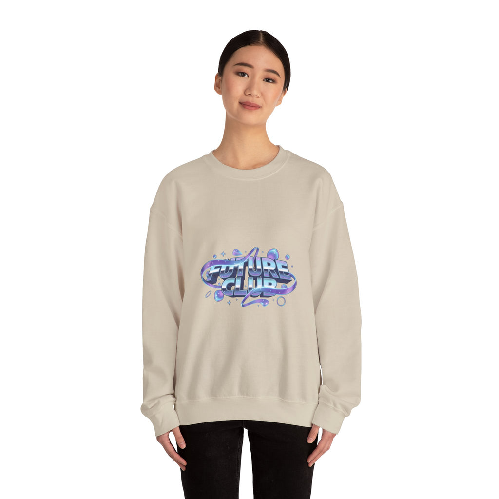 Futurist Chrome Gradient Crewneck Sweatshirt | Iridescent Liquid Metal Print